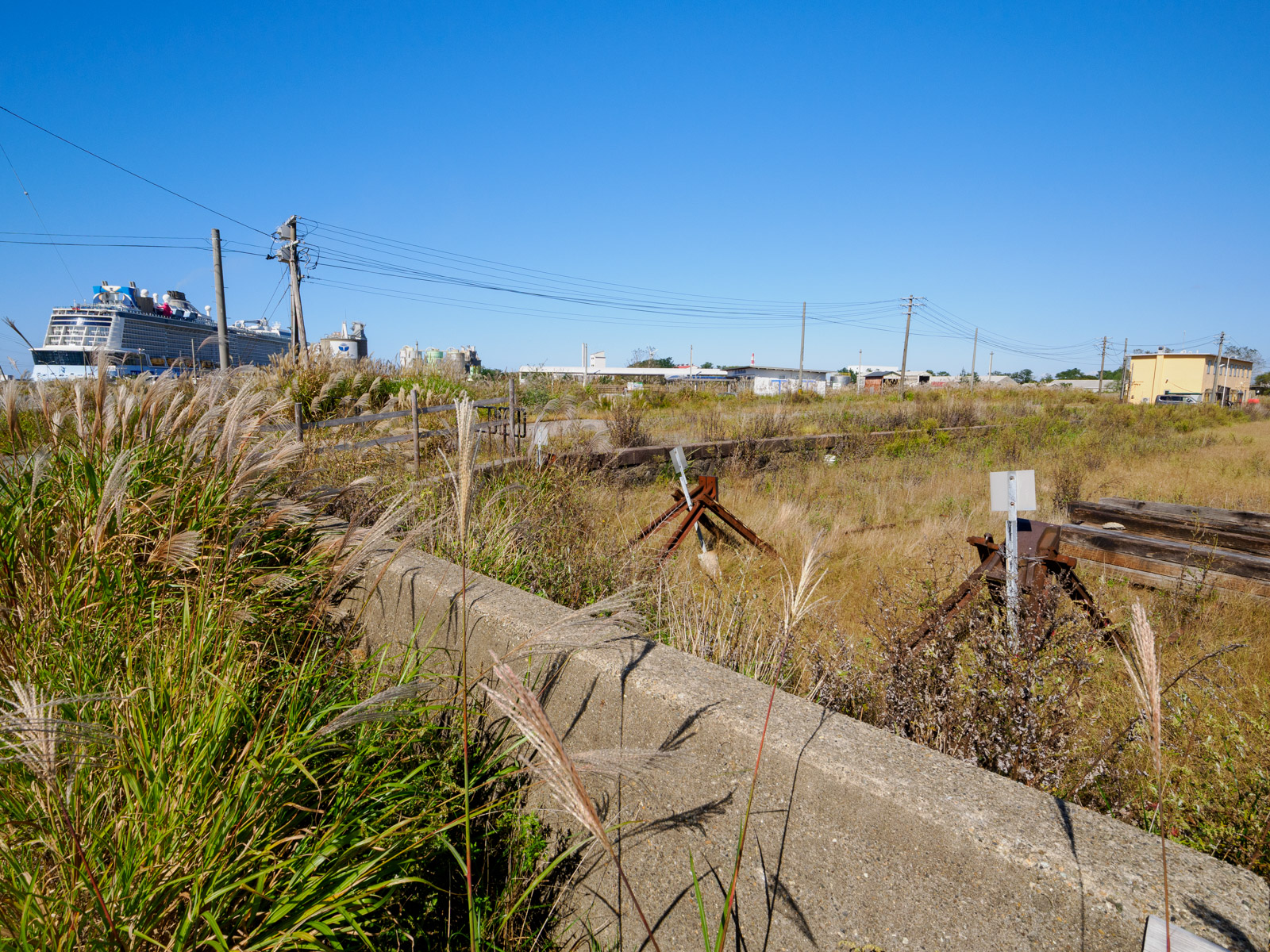 秋田港駅の操車場(2024年10月)