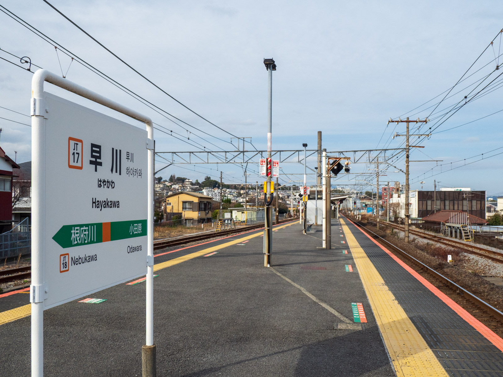 早川駅のホーム(2024年2月)