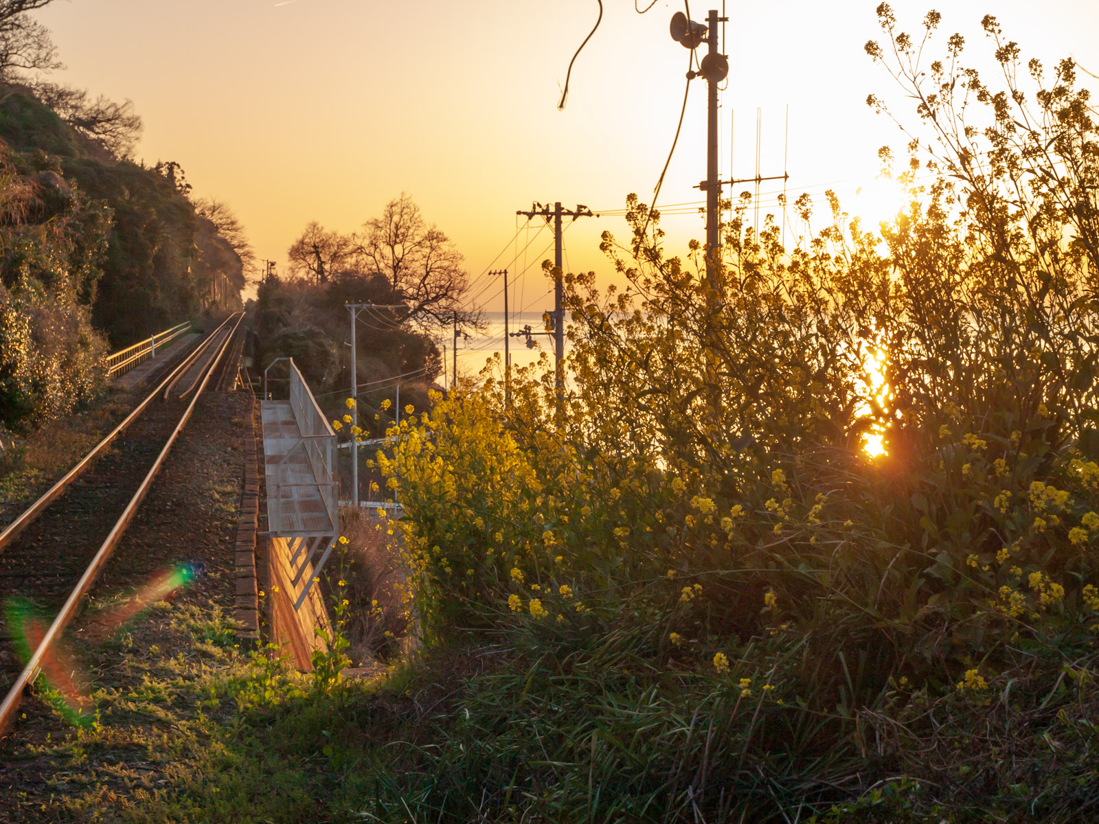 串駅のホームから見た夕暮れの瀬戸内海(2013年3月)