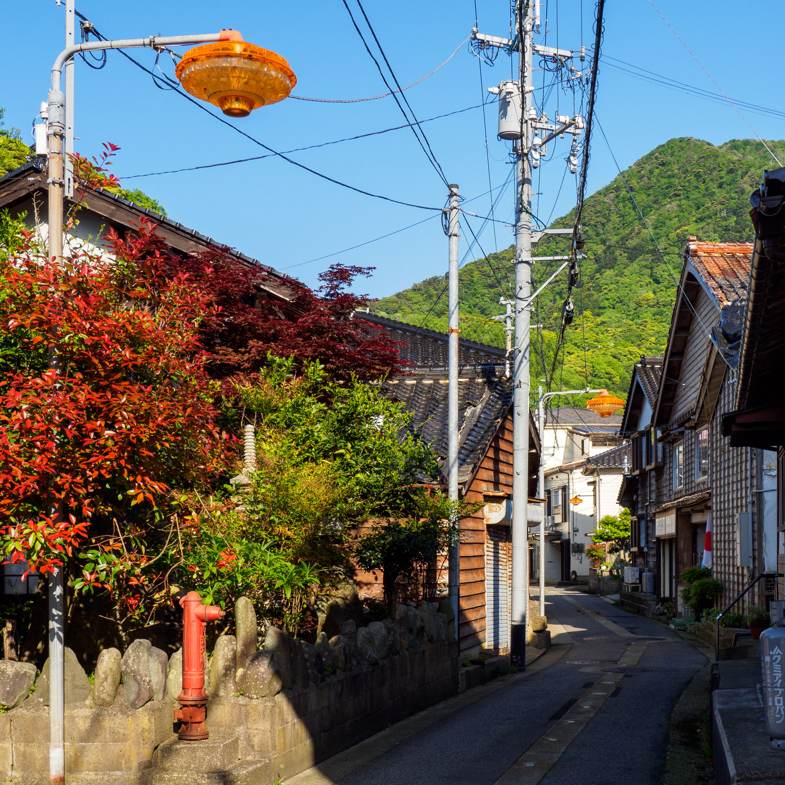 柴山駅のそばにある集落（2022年5月）