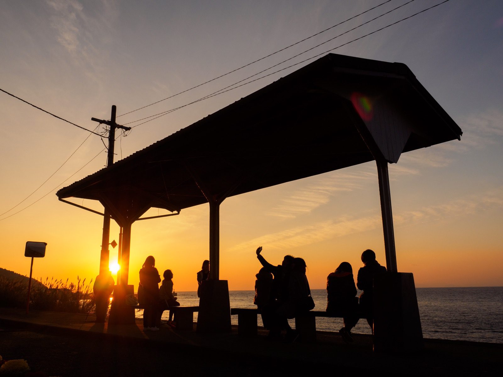 下灘駅の夕焼け(夕暮れ)