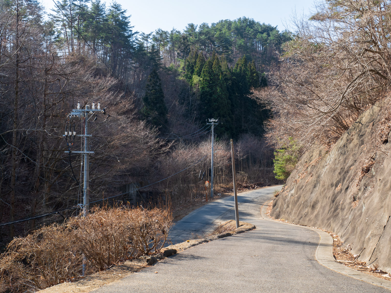 白井海岸駅前の山道（2016年2月）